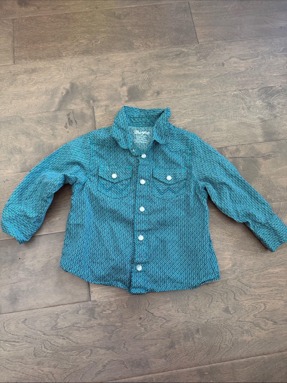 Wrangler Teal Textured Button-Down Shirt for Kids